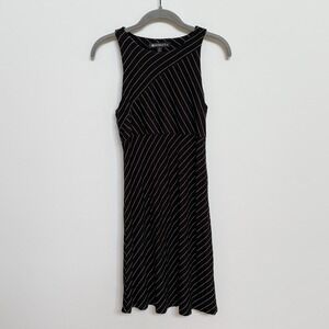 Athleta Santorini Black White Stripe Sleeveless Tank Jersey‎ Dress